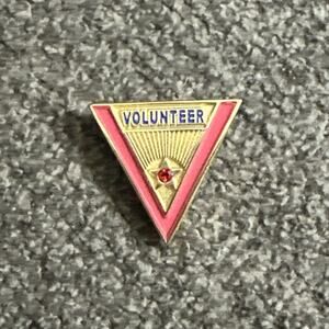 Vintage Red Triangle Volunteer Pin with stone gold military nurse medic 55